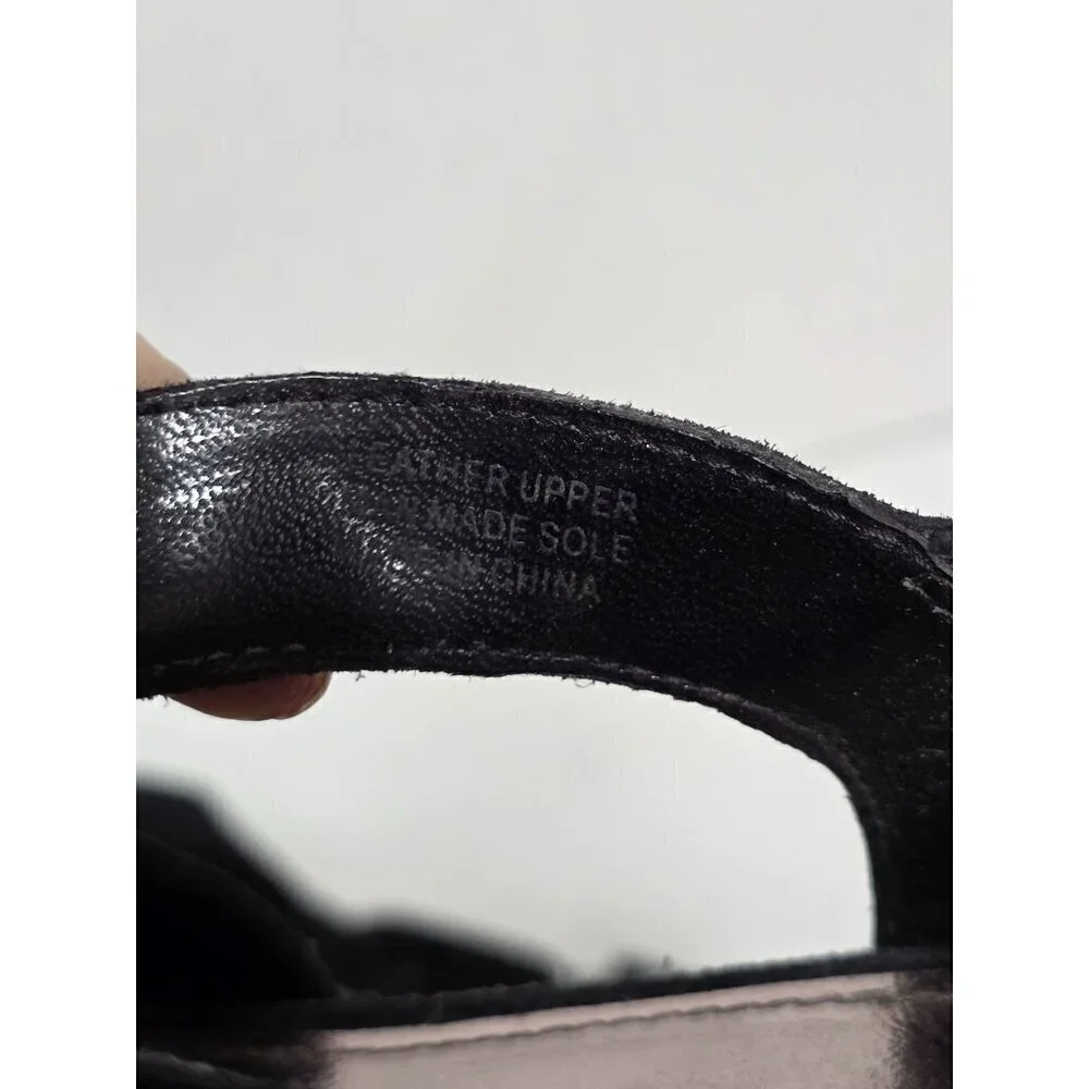 Black and Gray Python Snakeskin Faux Suede Wedge Platform Sandal 7